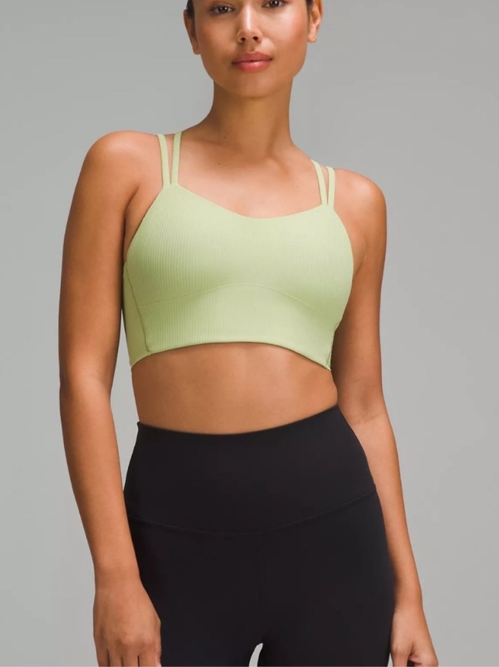 light green Lululemon Like a Cloud Longline sports bra